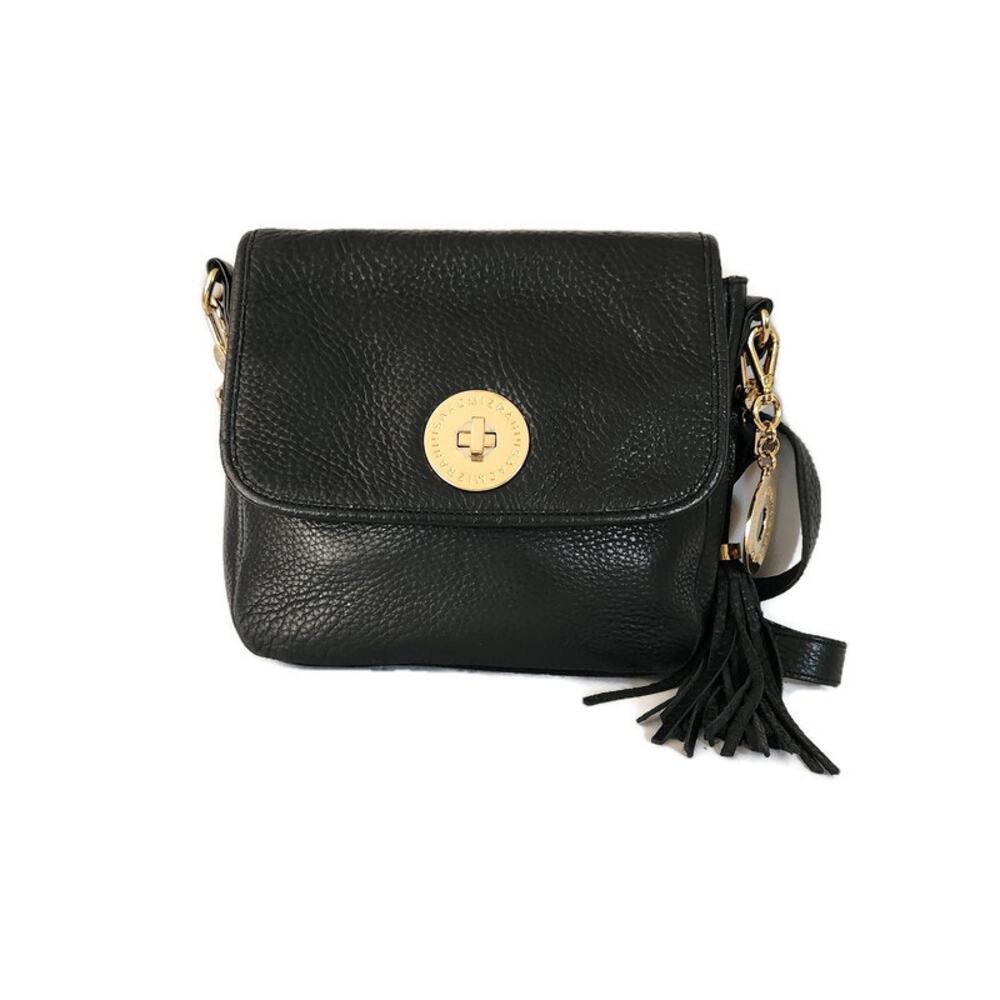 Isaac Mizrahi Bridgehampton Women's Black Pebbled Leather Crossbody